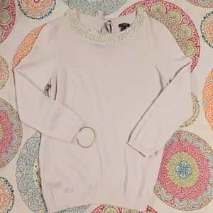 Ann Taylor Beaded collar sweater